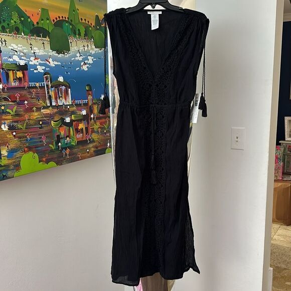 NWT LA BLANCA Island Fare Cotton Crochet Cover Up Midi Dress - Picture 8 of 9